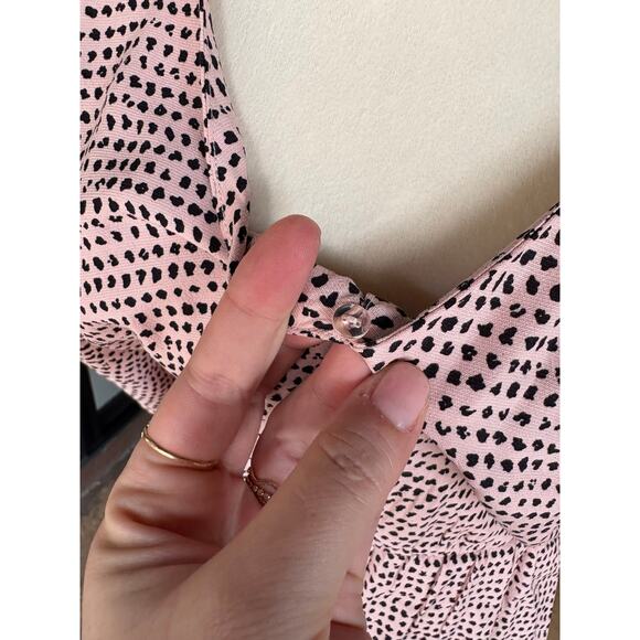 New NWT & Other Stories Pink Dotted Open Shoulder Tie Mini Dress - 6 - Picture 7 of 11